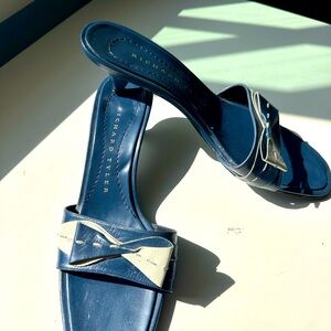 Blue kitten heel sandals